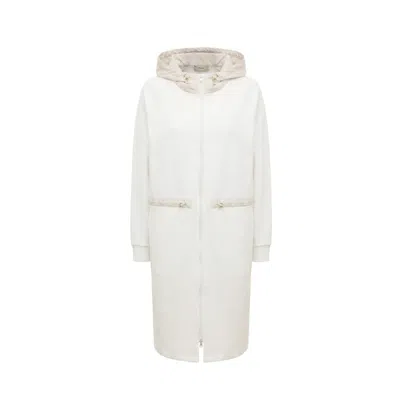 Herno Cotton Drawstring Hood Coat In White