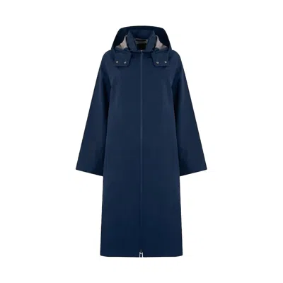 Herno Long Trench Coat In Blue