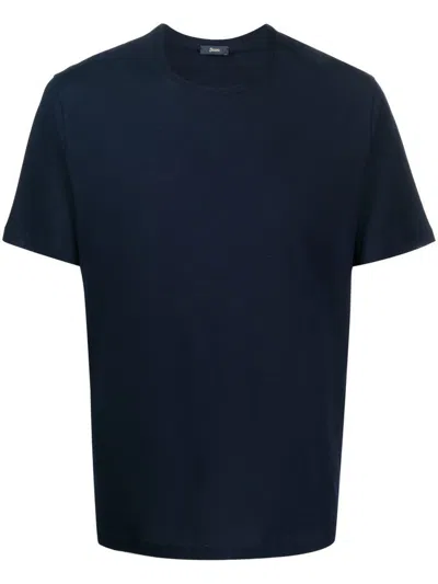 Herno Crepe De Chine T-shirt In Blue