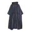 Herno Flared Tiered Polyester Coat In Blue
