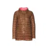 Herno Neutrals Shiny Quilted Three-quarter Down Jacket In Brown