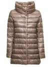 Herno Womans Amelia Taupe Colored Nylon Down Jacket In Brown