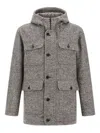Herno Long Parka In Herringbone R-wool In Gray