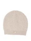 Herno Herringbone-pattern Beanie In Neutral