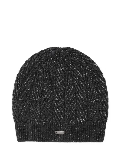 Herno Herringbone Plaque Beanie In Multi