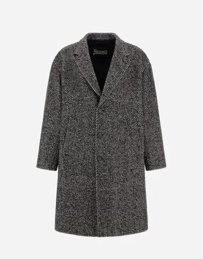 HERNO COAT IN HERRINGBONE R-WOOL