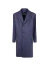 Herno Herringbone Single-breasted Coat In Blue