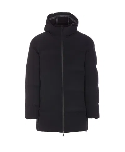 Herno High-neck Drawstring Padded Coat In Black
