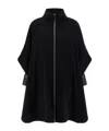 Herno Black Sable-finish Wool Cape-like Coat In Black