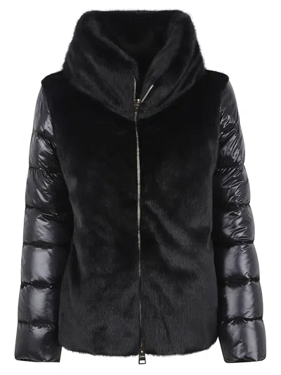 Herno High Collar Down Jacket In Black