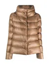 Herno Funnel-neck Padded Jacket In Cammello