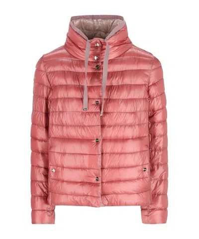 Herno High Collar Down Jacket In Pink