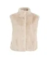 Herno High Collar Faux Fur Gilet With Hidden Closure In Multi