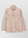 Herno High Collar Jacket Buttoned Cuffs Pockets In Neutral