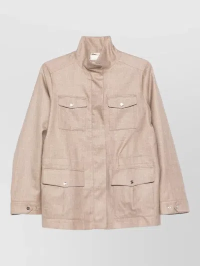 HERNO HIGH COLLAR JACKET BUTTONED CUFFS POCKETS