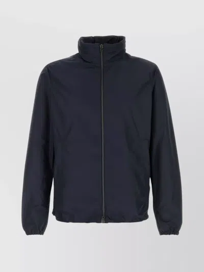 Herno High Collar Jacket With Elasticated Cuffs And Hem In Blue