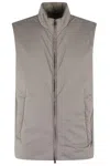 Herno High Collar Lightweight Nylon Microfiber Gilet In Grey