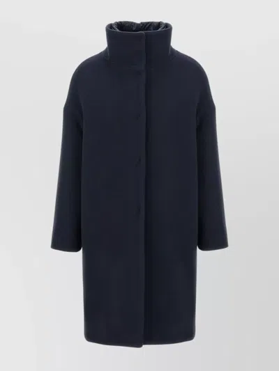 Herno High Collar Long Length Padded Jacket In Blue