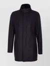 Herno High Collar Long Sleeve Coat With Pockets In Black