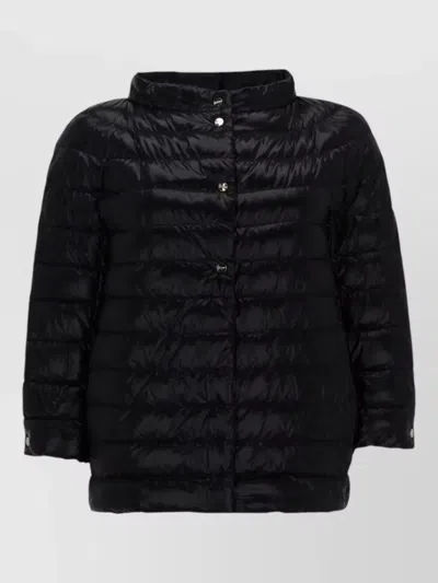 Herno High Collar Mid Length Quilted Padded Jacket In Black