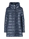 Herno High-collar Navy Quilted Nylon Coat In Blue