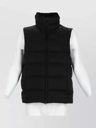 Herno Padded Gilet With Horizontal Quilted Sections And Stand Collar In Black