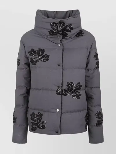 HERNO HIGH COLLAR PADDED JACKET SEQUINS