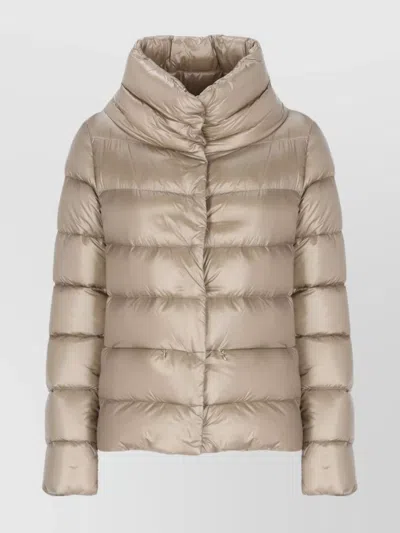 Herno High Collar Quilted Down Jacket In Gold