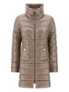 Herno High-collar Quilted Jacket In Brown