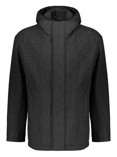 HERNO HIGH-COLLAR REMOVABLE-PANEL JACKET