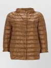 Herno Neutrals Shiny Quilted Three-quarter Down Jacket In Brown