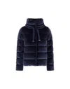 Herno Women Cotton Chenille-effect Down Jacket In Blue