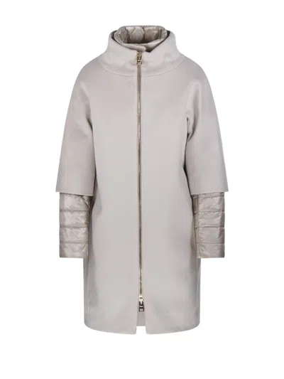 Herno High Collar Wool Coat In Gray