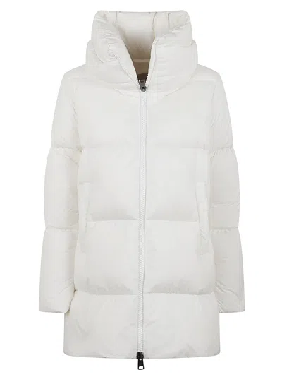 Herno High Collar Zip-up Down Jacket In White