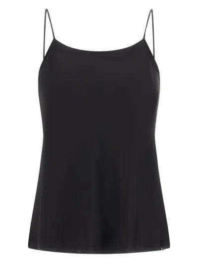 Herno Resort Top In Satin Effect In Black