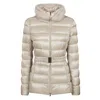 Herno High Neck Belted Puffer Jacket In Nude