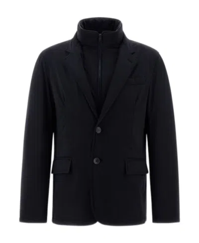 Herno High-neck Button-up Jacket In Blue