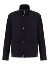 Herno High-neck Buttoned Jacket In Blue