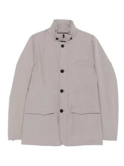 Herno High-neck Buttoned Jacket In Gray