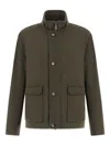 Herno High-neck Buttoned Jacket In Green