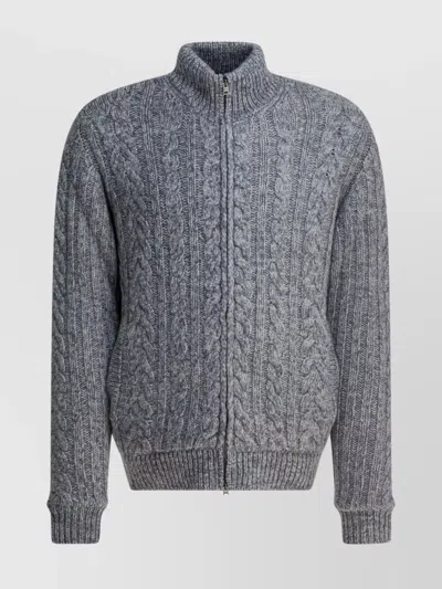 HERNO HIGH NECK CABLE KNIT SWEATER