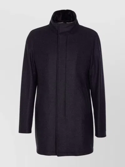 Herno High Neck Coat With Removable Shearling Collar
