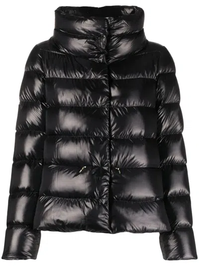 Herno High Neck Collar Puff Coat In Black