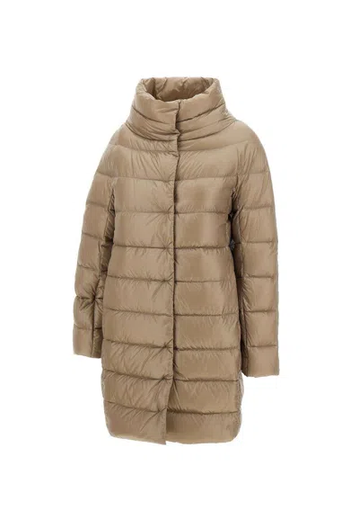 Herno High-neck Down Coat In Brown