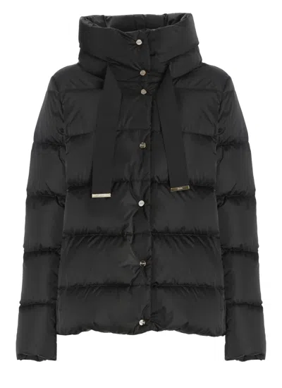 Herno High-neck Drawstring Padded Jacket In Black