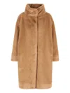 Herno Long Sleeved High-neck Coat In Brown