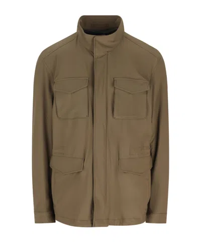 Herno High Neck Field Jacket In Brown