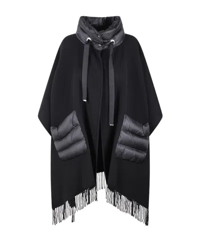 HERNO HERNO HIGH-NECK FRINGED-EDGE DRAWSTRING PONCHO