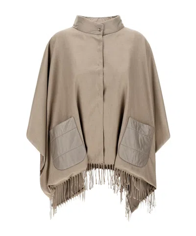HERNO HERNO HIGH NECK FRINGED-EDGE PONCHO