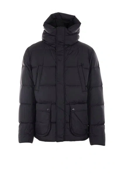 Herno High Neck Hooded Down Jacket In Black